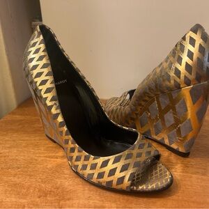 Pierre Hardy Gold and Silver Geometric Heels